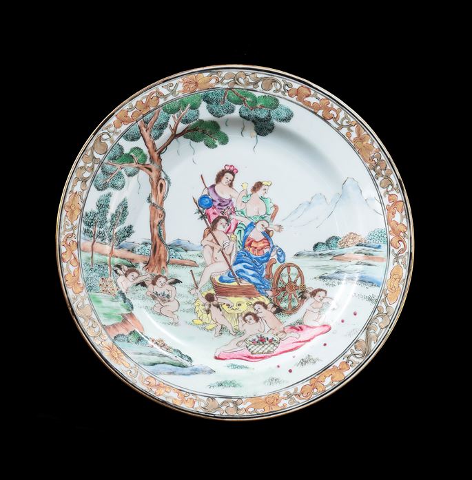 Chinese export porcelain famille rose dinner plate with European subject design, Earth after Albani | MasterArt